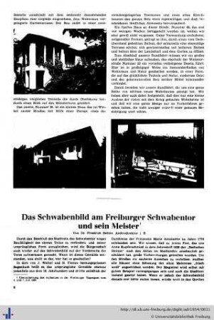 Das Schwabenbild am Freiburger Schwabentor und sein Meister.