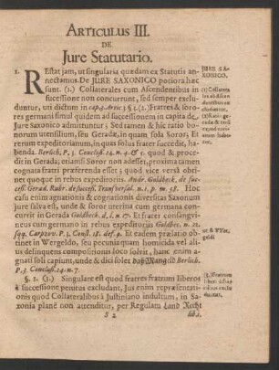Articulus III. De Iure Statutario.