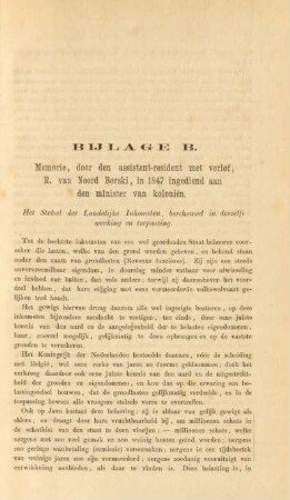 Bijlage B. Memorie, door den assistent-resident met verlof, R. van Noord Borski, in 1847 ingediend aan den minister van kolonien