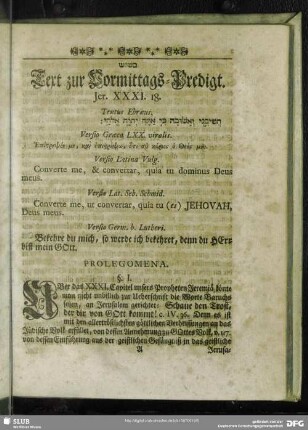 [Erklärung der Vormittags-Predigt, Jer. XXXI. 18]