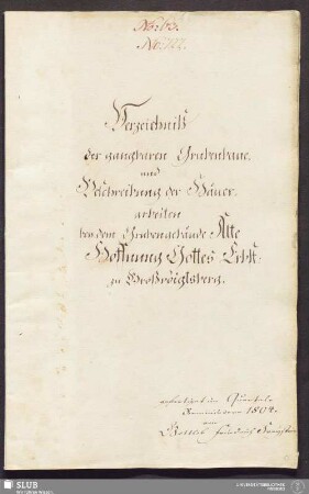 Verzeichniß der gangbaren Grubenbaue, und Beschreibung der Häuerarbeiten bey dem Grubengebäude Alte Hoffnung Gottes Erbst: zu Großvoigtsberg - 17.6630 4.