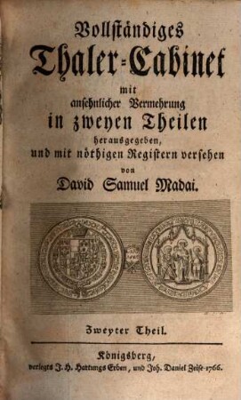 Vollständiges Thaler-Cabinet, Zweyter Theil