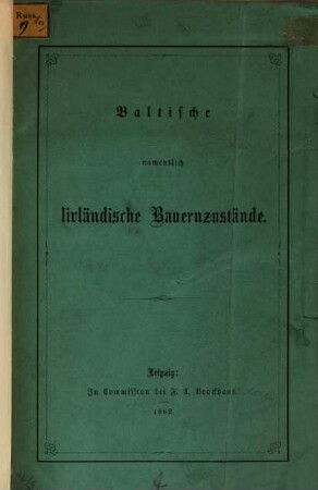 Baltische namentlich livländische Bauernzustände