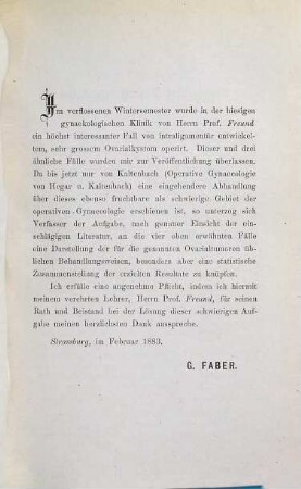 Zur Operation intraligamentärer Ovarialtumoren : Inaug.-Diss. d. U. Strassburg