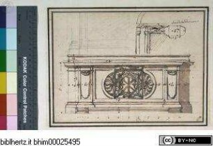 Disegni di Carlo Marchionni Architetto, e Scultore Romano, Aufriss eines Altarstipes und Entwurf eines architektonischen Bilderrahmens
