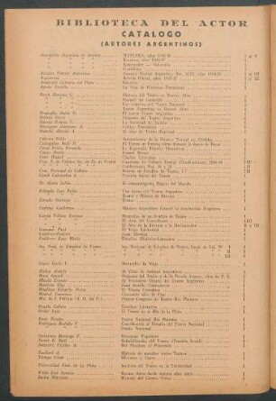 Biblioteca del actor : Catalogo - (Autores argentinos)