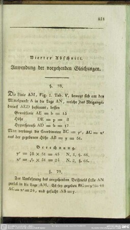 Vierter Abschnitt. Anwendung der vorgehenden Gleichungen
