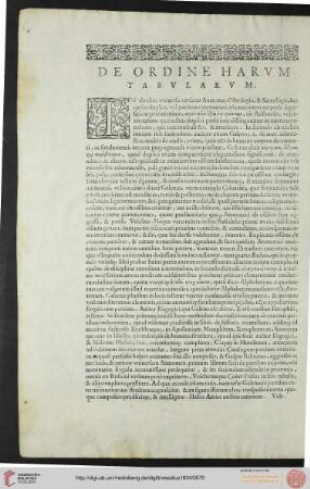 De ordine harum tabularum