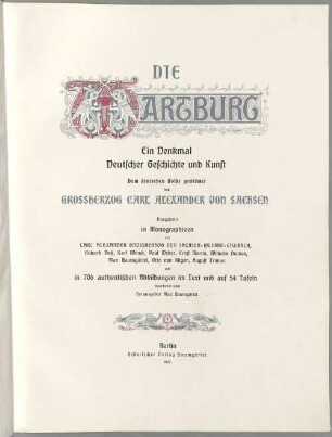 Die Wartburg : ein Denkmal deutscher Geschichte und Kunst