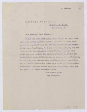 Schreiben an Paul Westheim, Berlin (Brief)