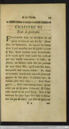 Chapitre VI. Trait de générosité