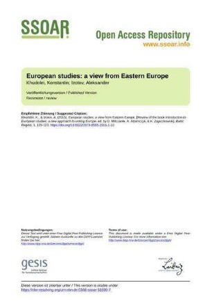 European studies: a view from Eastern Europe