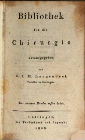 Bibliothek für die Chirurgie. 2. 1808/09 (1809)