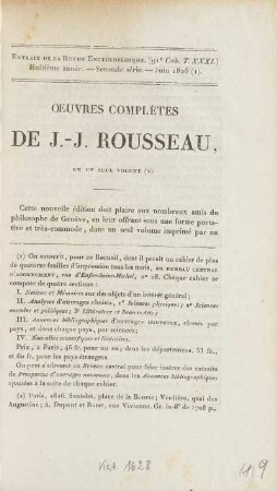 Text: Oeuvres complètes de J.-J. Rousseau