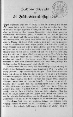 Jahres=Bericht der St. Jakobi-Gemeindepflege 1916.
