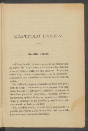 Capítulo LXXXIV - Suicidio y farsa.