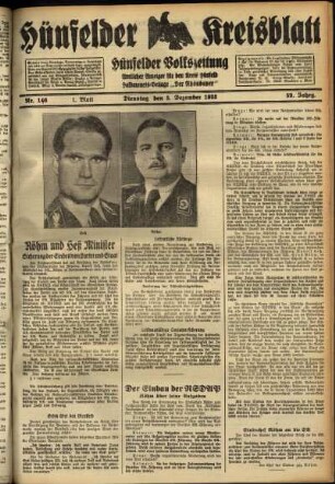 Erste Ausgabe vom Dienstag, den 05. Dezember 1933.