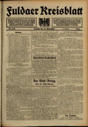 Ausgabe vom Freitag, den 13. November 1914.
