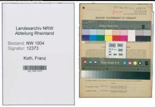 Entnazifizierung Franz Koth , geb. 28.07.1888 (Postbetriebswart)