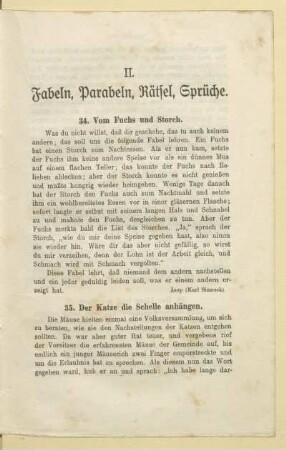II. Fabeln, Parabeln, Rätsel, Sprüche