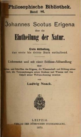 Über die Eintheilung der Natur, 1