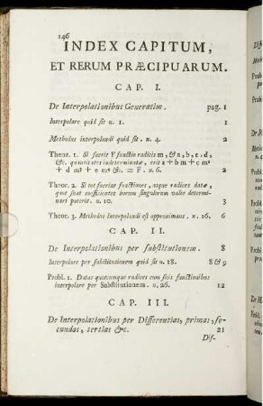 Index Capitum, Et Rerum Praecipuarum.