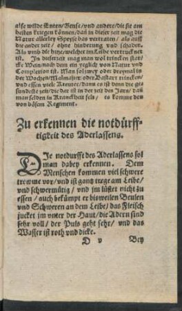 Zu erkennen die notdürfftigkeit des Aderlassens.