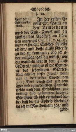 §. 22. Zweck der I. Epistel an Timoth.