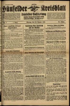 Erste Ausgabe vom Montag, den 15. Januar 1940.