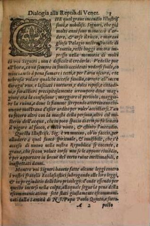 Dialogia alli Signori della republica e Senato di Venetia