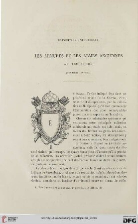 2. Pér. 18.1878: Les armures et les armes anciennes au Trocadéro, [2] : exposition universelle