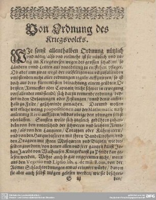 Von Ordnung des Kriegsvolcks.