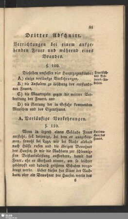 Dritter Abschnitt. Verrichtungen bei einem ausgehenden Feuer und während eines Brandes