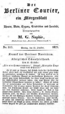 No. 813, Montag, den 19. October 1829