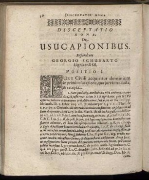 Disceptatio Nona. De Usucapionibus.