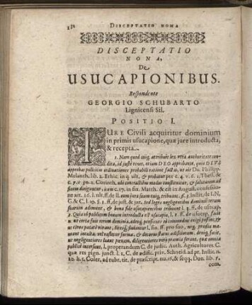 Disceptatio Nona. De Usucapionibus.
