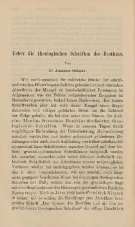 312-333 Ueber die theologischen Schriften des Boethius