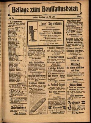 Zweite Ausgabe vom Sonntag, den 31. Juli 1904.
