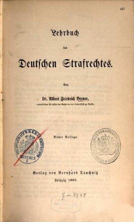 Lehrbuch des deutschen Strafrechtes