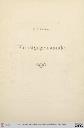 II. Abtheilung. Kunstgegenstände (Nr. 192 - 629)