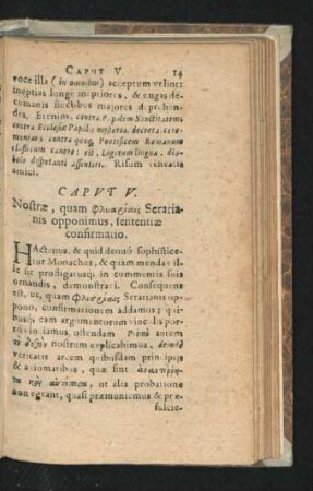 Caput V. Nostrae, quam ... Serarianis opponimus, sententiae confirmatio.