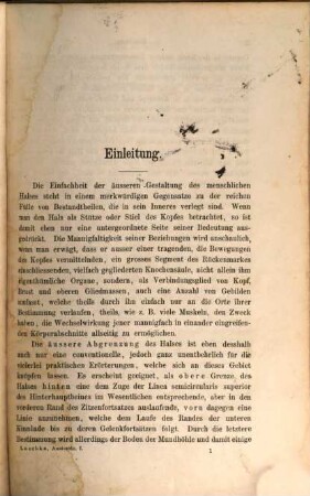 Die Anatomie des Menschen in Rücksicht auf die Bedürfnisse der praktischen Heilkunde, 1,1. Die Anatomie des menschlichen Halses