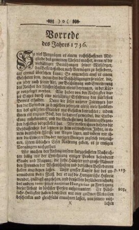 Vorrede des Jahres 1736.