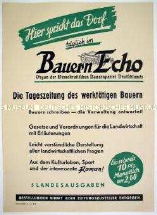 Maueranschlag mit Werbung des Bauern-Echo
