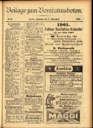 Zweite Ausgabe vom Sonntag, den 02. September 1900.
