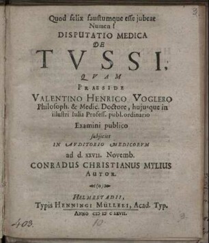 Disputatio Medica De Tussi