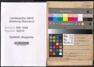 Entnazifizierung Margarete Seefeldt , geb. 06.02.1920 (Lehrerin)