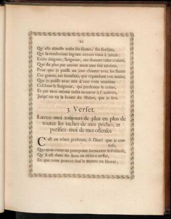 3. Verset. Lavez-moi toûjours de polus en plus de toutes laes taches de mes péches, et purifiez-moi de mes offenses.