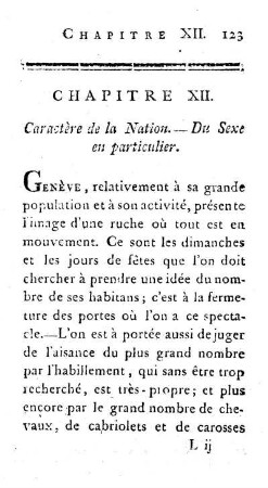 XII. Caractère de la Nation.?Du Sexe en particulier.