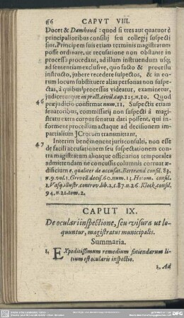 Caput IX. De oculari inspectione, seu visura ut loquuntur, magistratus municipalis